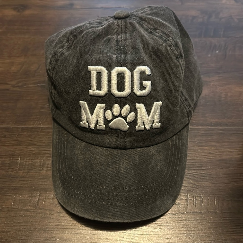 Black acid wash DOG MOM hat